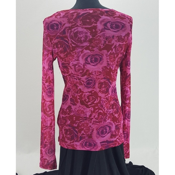 Express Long Sleeve Two-tone Pink Flowers Roses - Picture 3 of 5